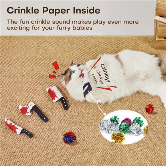 4Pcs Cat Toys, Horror Knife-Shaped Kitten Catnip Crinkly Sound Toys - Picture 4 of 7
